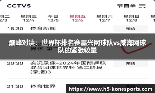 巅峰对决：世界杯排名赛嘉兴网球队vs威海网球队的紧张较量